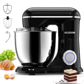 3-IN-1 Electric Stand Mixer, 660W 10-Speed With Pulse Button, Attachments include 6.5QT Bowl, Dough Hook, Beater, Whisk for Most Home Cooks, Onyx Blac