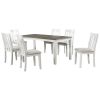 TREXM Retro Style 7-Piece Dining Table Set with Extendable Table and 6 Upholstered Chairs (Brown+White)