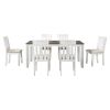 TREXM Retro Style 7-Piece Dining Table Set with Extendable Table and 6 Upholstered Chairs (Brown+White)