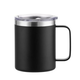 Simple Solid Color Stainless Steel Mug Cup Handle Cup (Option: Plastic Spray Black-12oz)