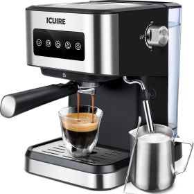 Espresso Machine with Milk Frother, 20 Bar Pump Pressure Coffee Machine, 1.5L/50oz Removable Water Tank, 1050W Semi-Automatic Espresso/Latte/Cappuccin (Package: with milk pitcher)